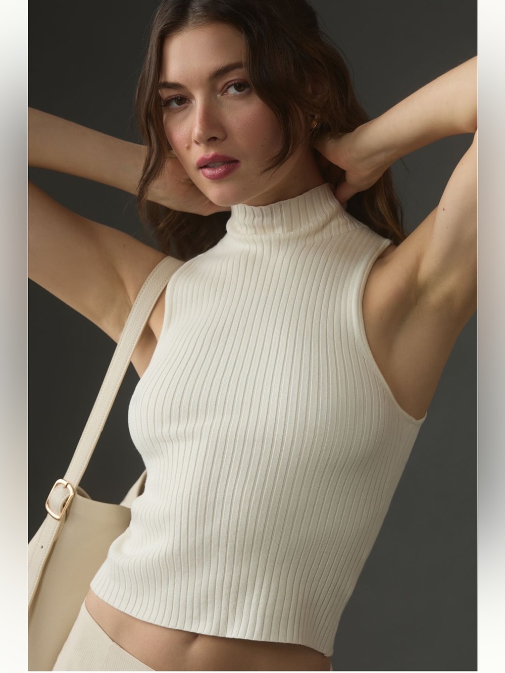 NWT Reformation Tallulah Ribbed Mock Neck Sweater Tank